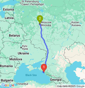 Маршрут из Туапсе в Москву