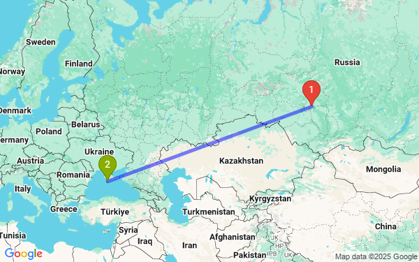 Маршрут из Томска в Севастополь