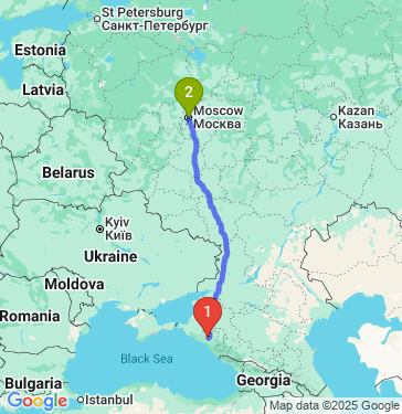 Маршрут из Горячего Ключа в Москву
