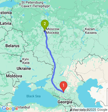 Маршрут из Минеральных Вод в Москву