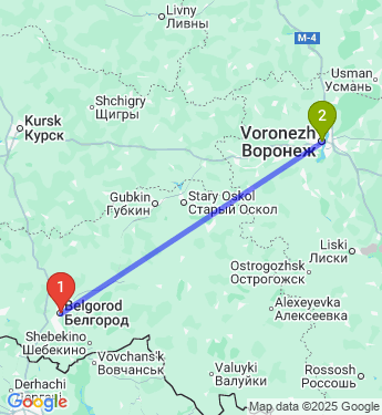 Маршрут из Белгорода в Воронеж