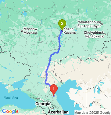 Маршрут из Кизляра в Казань