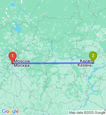 Маршрут из Москвы в Казань
