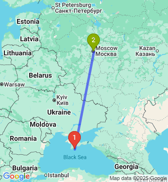 Маршрут из Ялты в Москву
