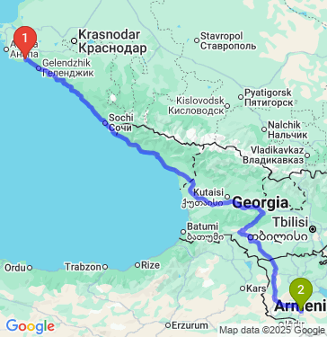 Маршрут из Новороссийска в Ереван