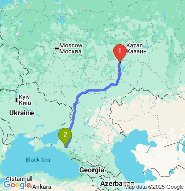 Маршрут из Ульяновска в Краснодар