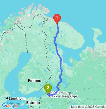 Маршрут из Мурманска в Санкт-Петербург