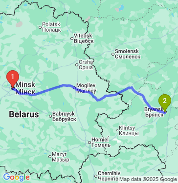Маршрут из Минска в Брянск