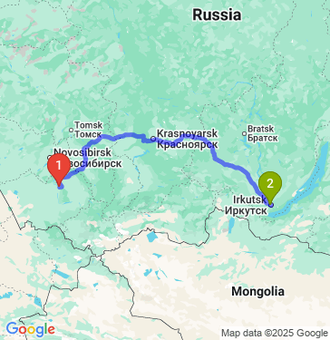 Маршрут из Барнаула в Иркутск