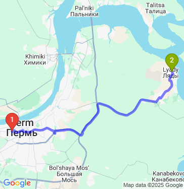 Маршрут из Перми в Ляды