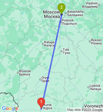 Маршрут из Курска в Москву