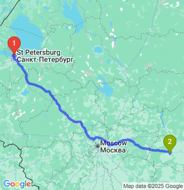 Маршрут из Санкт-Петербурга в Арзамаса