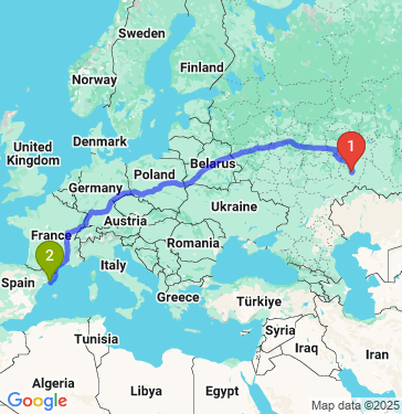 Маршрут из Самары в Барселону