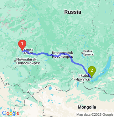 Маршрут из Северска в Иркутск