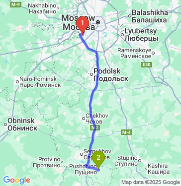 Маршрут из Москвы в Пущино
