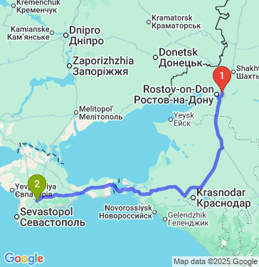 Маршрут из Аксая в Симферополя