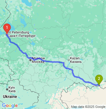 Маршрут из Санкт-Петербурга в Новотроицка