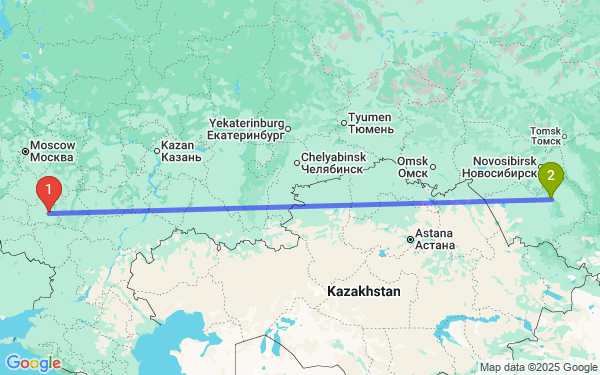 Маршрут из Липецка в Барнаул