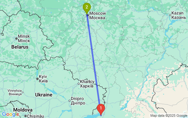 Маршрут из Азова в Москву
