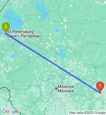Маршрут из Арзамаса в Санкт-Петербург