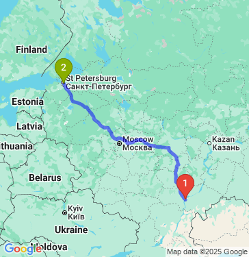Маршрут из Саратова в Санкт-Петербург