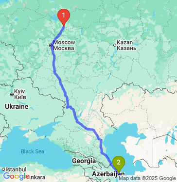 Маршрут из Ярославля в Баку