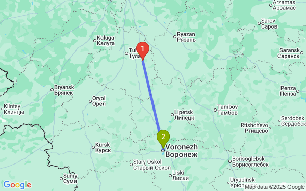 Маршрут из Новомосковска в Воронеж