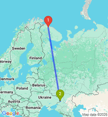 Маршрут из Мурманска в Донецк городской округ