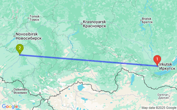 Маршрут из Иркутска в Барнаул