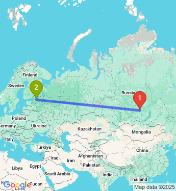 Маршрут из Братска в Санкт-Петербург