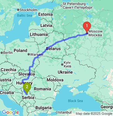 Маршрут из Москвы в Београд