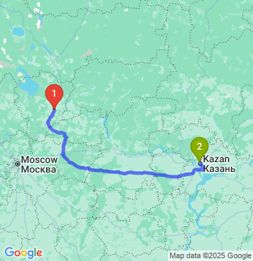 Маршрут из Ярославля в Казань