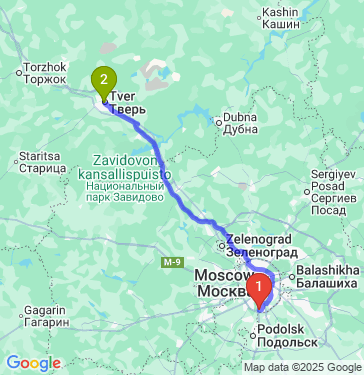 Маршрут из Москвы в Тверь