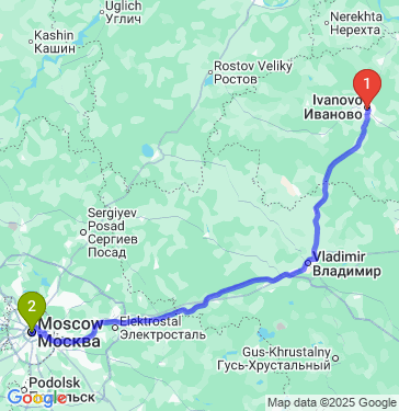 Маршрут из Иванова в Москву