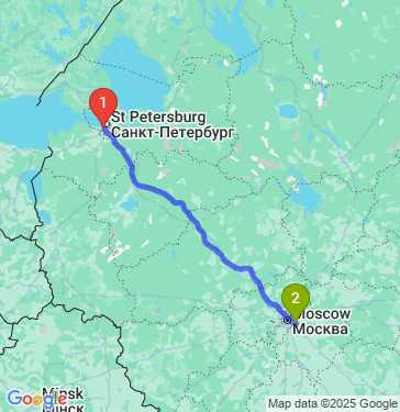 Маршрут из Санкт-Петербурга в Москву