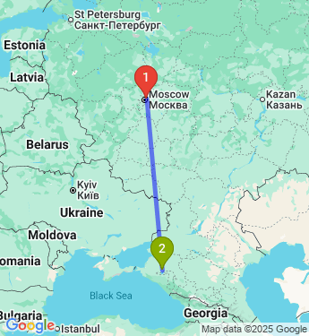 Маршрут из Москвы в Динскую