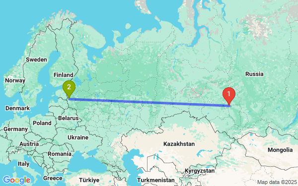 Маршрут из Томска в Пскова