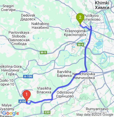 Маршрут из Жаворонков в Москву