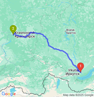 Маршрут из Иркутска в Красноярск