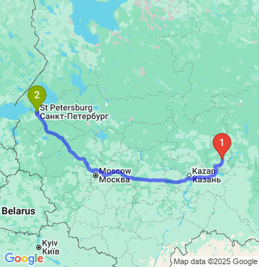 Маршрут из Ижевска в Санкт-Петербург