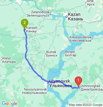 Маршрут из Димитровграда в Канаша