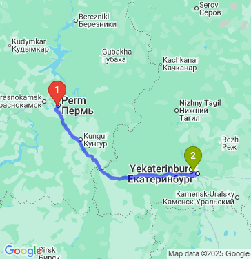 Маршрут из Перми в Екатеринбург