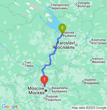 Маршрут из Долгопрудного в Рыбинск