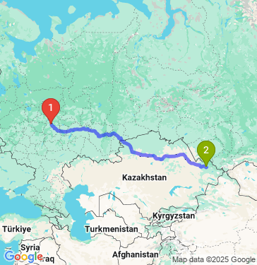 Маршрут из Нижнего Новгорода в Усть-Каменогорска