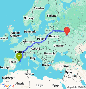 Маршрут из Тулы в Барселону