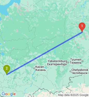 Маршрут из Нягань городской округ в Рязань