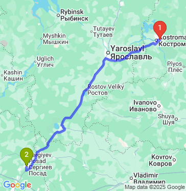 Маршрут из Костромы в Сергиев Посад