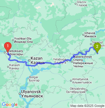 Маршрут из Новочебоксарска в Нефтекамска