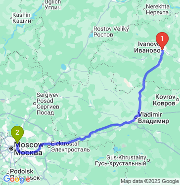 Маршрут из Иванова в Москву