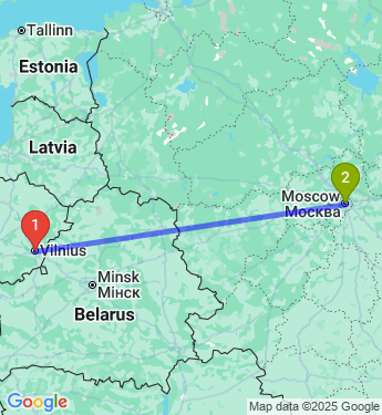 Маршрут из Вильнюса в Москву